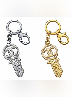 Fashion Gold Key or Bag Card Holder Charm Crystal-Embellished